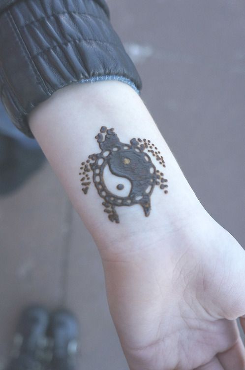 Ying Yang Turtle Tattoos On Left Wrist