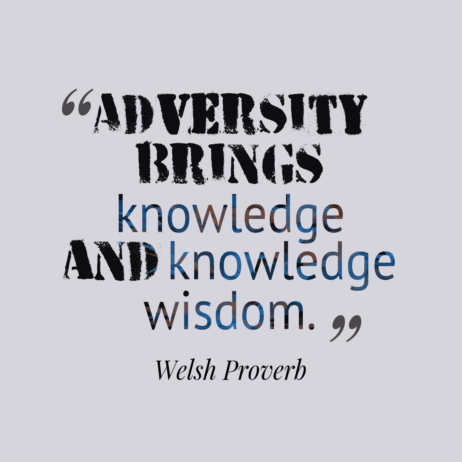 Adversity brings knowledge and knowledge wisdom  - Welsh Proverb