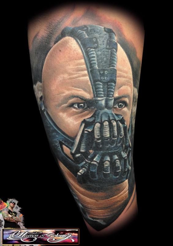 Attractive Bane Face Tattoo Design By Randy Engel