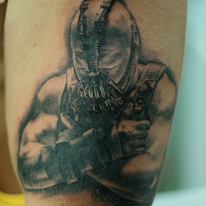 Black And Grey 3D Bane Tattoo Design By Christo