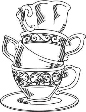 Black And White Stacked Teacup Tattoo Design