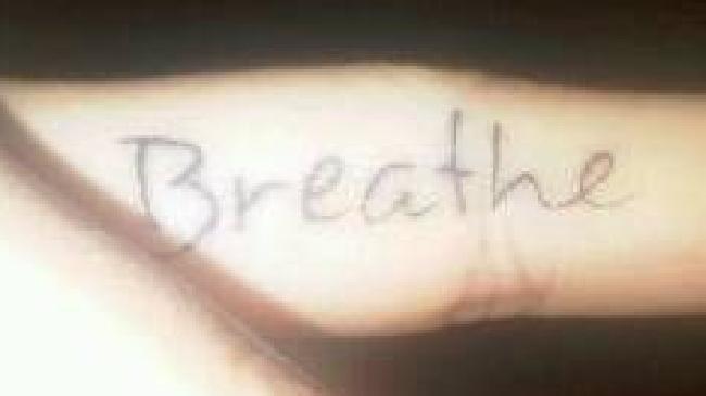 Breathe Lettering Tattoo Design For Finger