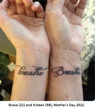 Breathe Lettering Tattoo On Couple Wrist