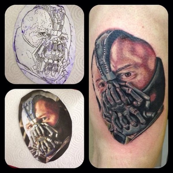 Classic Bane Face Tattoo Design By Kris Boyd