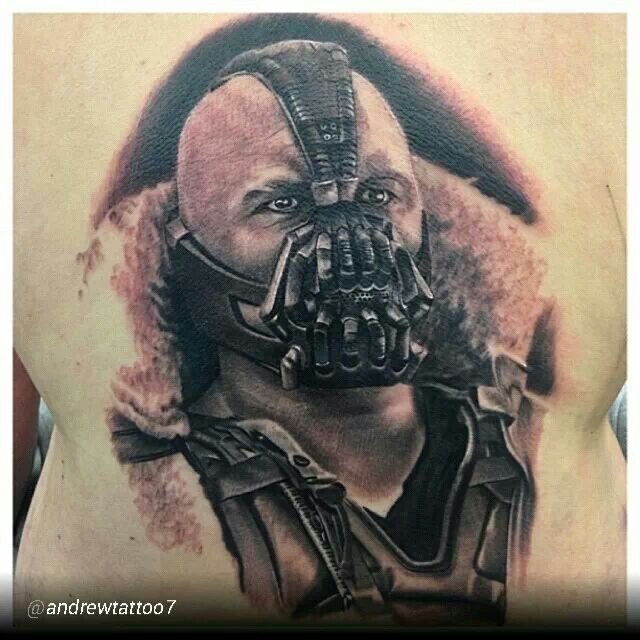 Classic Black And Grey Bane Tattoo On Full Back