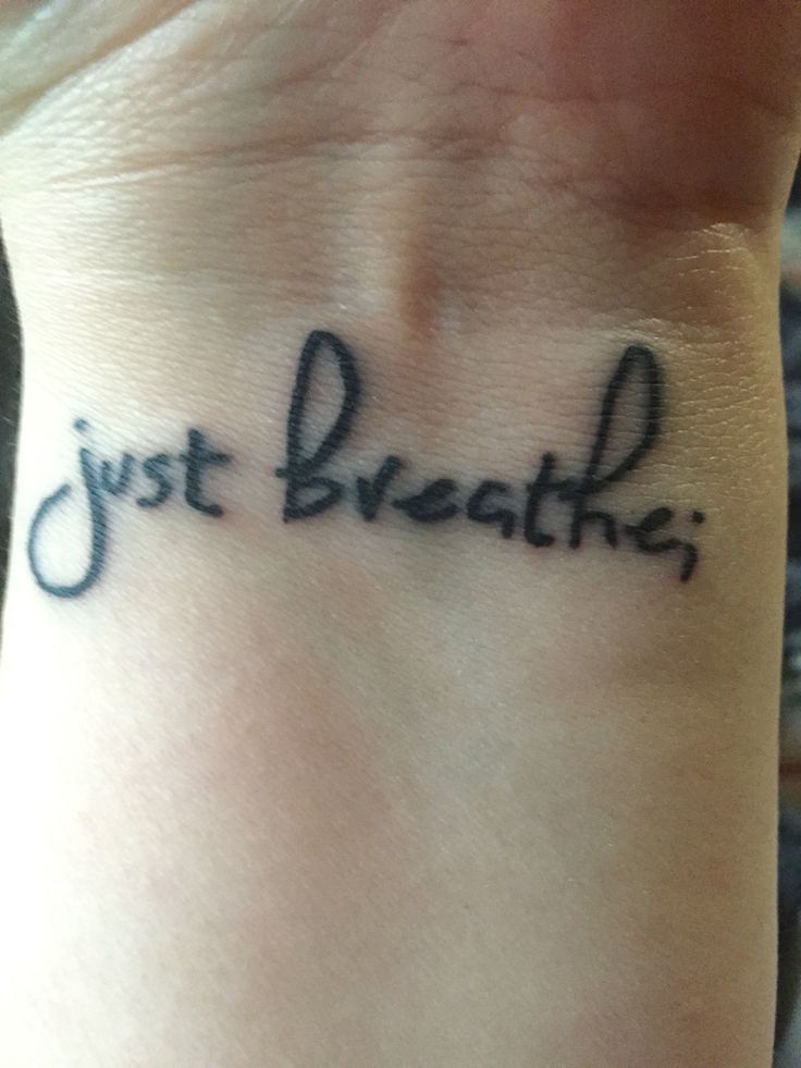 Cool Just Breathe Lettering Tattoo Design For Wrist