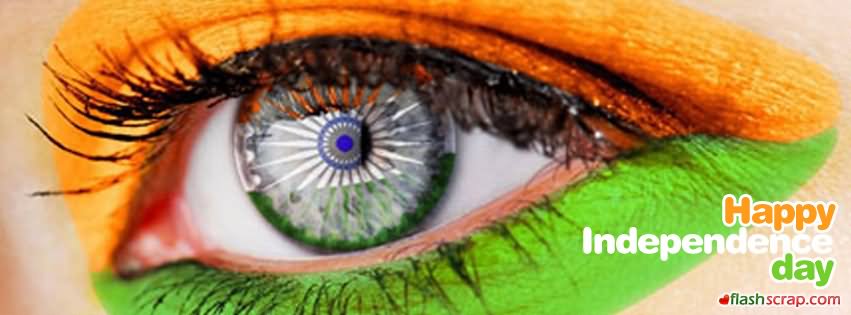Happy Independence Day Tri Color Painting On Eye Picture