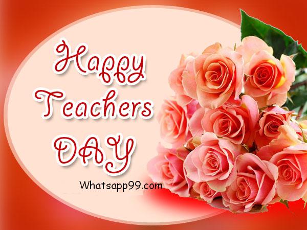 Happy Teachers Day Flowers On Greeting Card