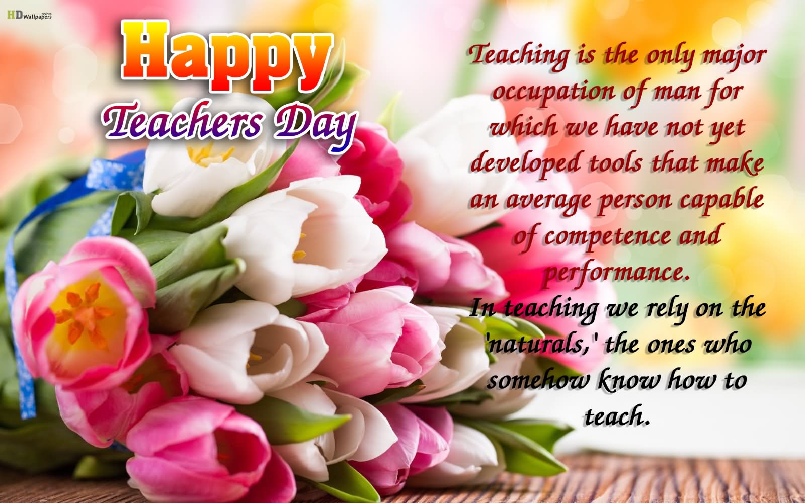 Happy Teachers Day Tulip Flowers Greeting Card
