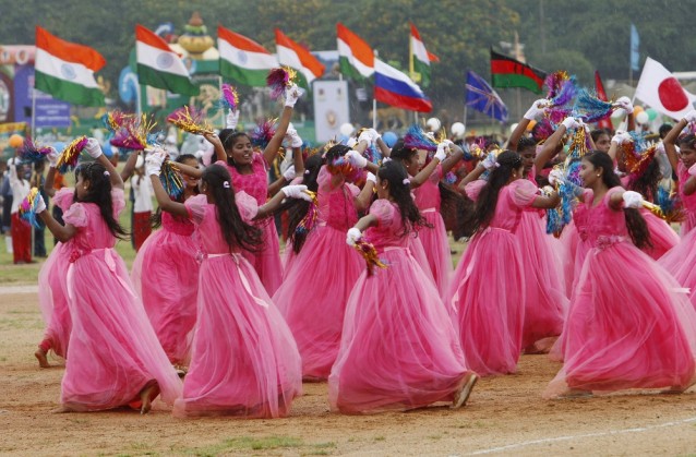 Indian School Children Perform During Independence Day Celebrations
