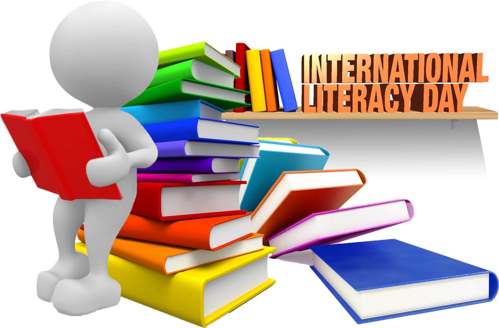 International Literacy Day Books Clipart Image