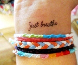 Just Breathe Lettering Tattoo Design For Girl Wrist