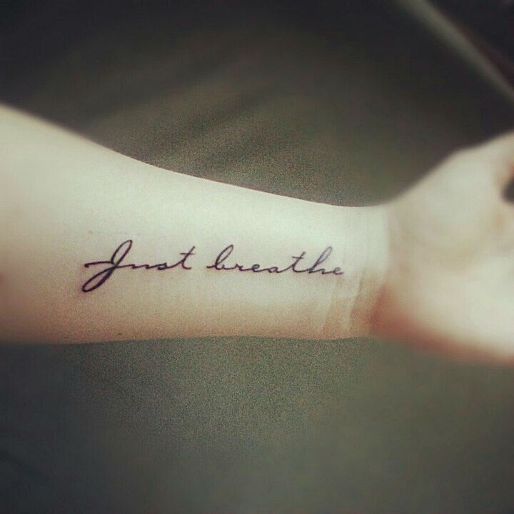 Just Breathe Lettering Tattoo On Wrist