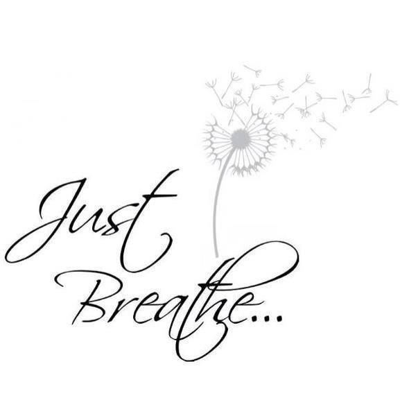 Just Breathe Lettering With Dandelion Tattoo Design