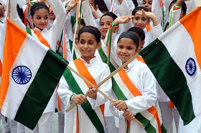 Kids Taking Part In Independence Day Of India Celebrations
