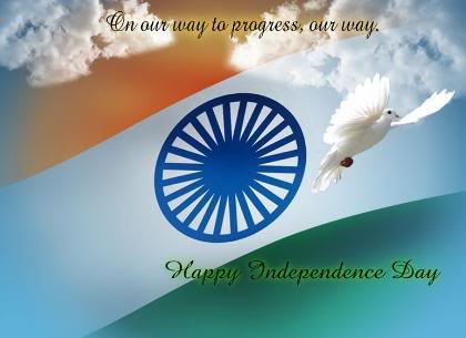On Our Way To Progress Our Way Happy Independence Day Greeting Card