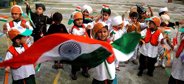 School Kids Celebrating Independence Day Of India