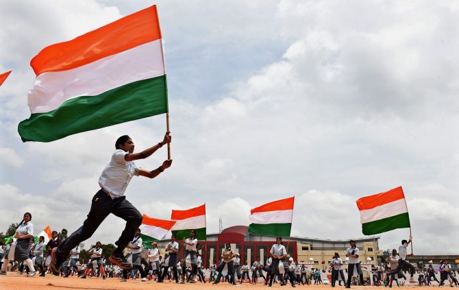School Students During The Independence Day Celebration