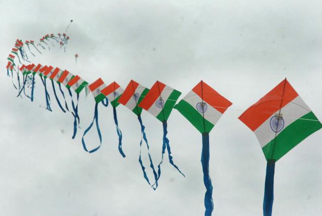 Tri Color Kites Flying During The Celebration Of Independence Day Of India
