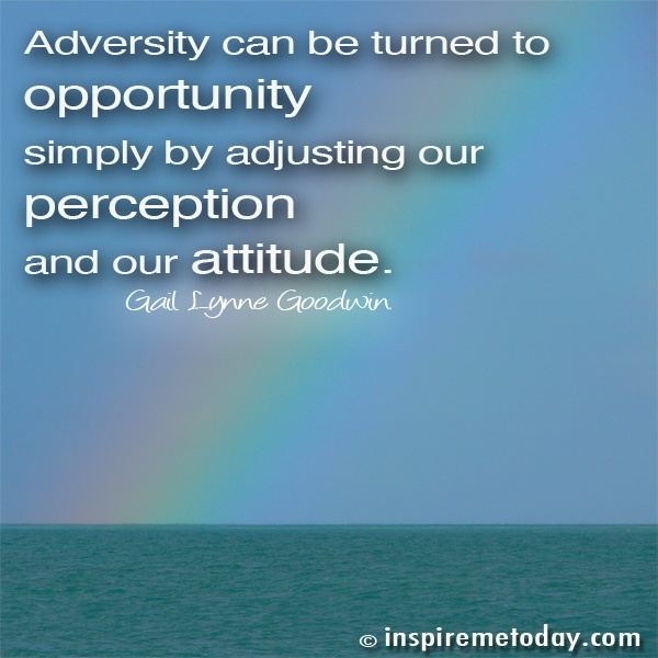 Adversity Can Be Turned To Opportunity Simply By Adjusting Our Perception And Our Attitude. – Gail Lynne Goodwin
