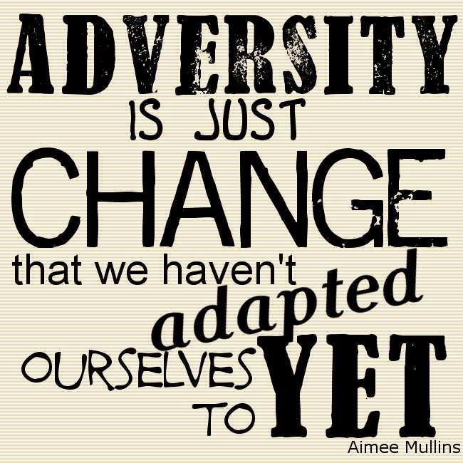 Adversity is just change that we haven’t adapted ourselves to yet.