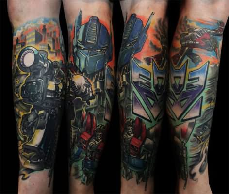 Amazing Colorful Transformer Tattoo Design For Sleeve By Edgar Ivanov