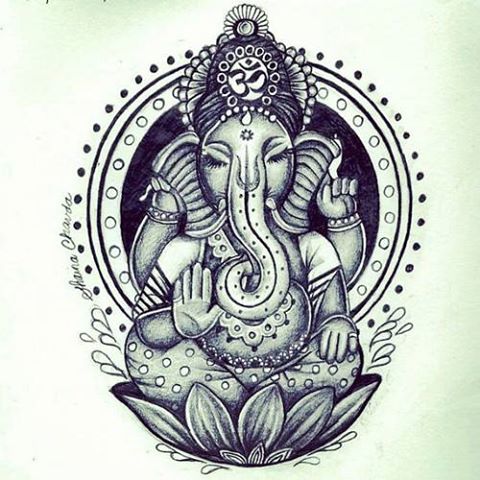 Amazing Ganesha On Lotus Tattoo Idea