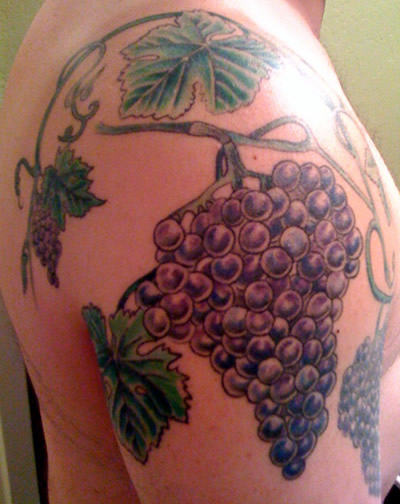 Amazing Grapes Tattoo On Right Shoulder