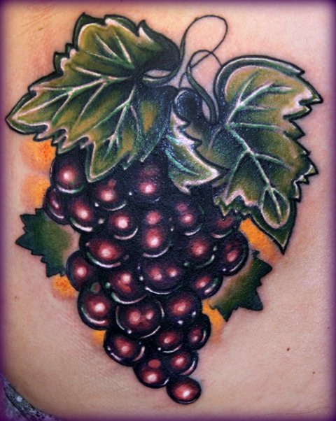 Attractive Grapes Tattoo Design