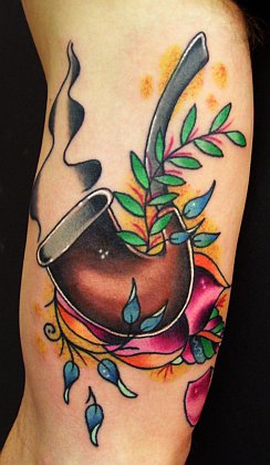 Attractive Pipe Tattoo Design For Bicep By Eric Scsavnicki