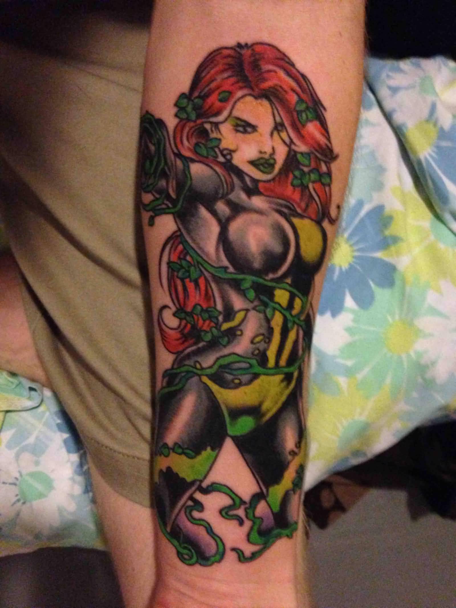 Attractive Poison Ivy Tattoo On Forearm