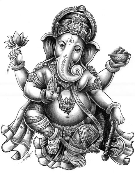 Most tattoos of Ganesh show the Hindu god with a large belly | Ratta Tattoo