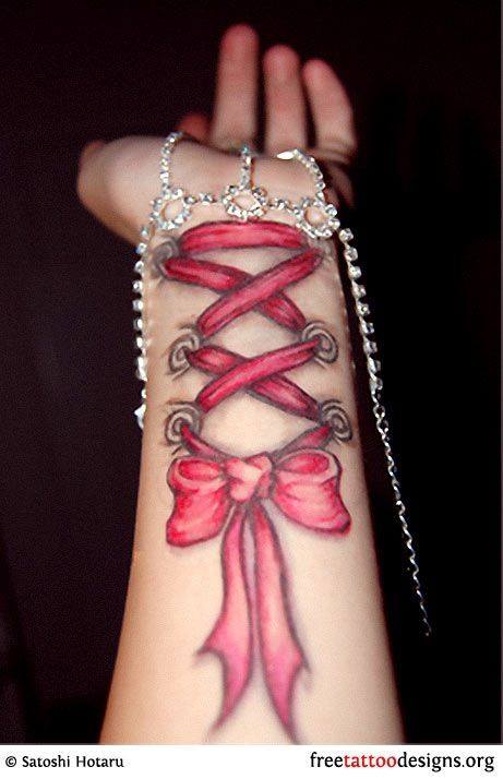 Beautiful Corset Tattoo Design On Left Wrist