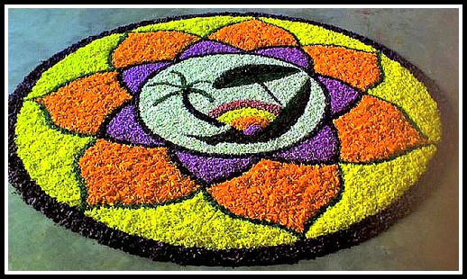 Beautiful Flower Pookalam For Onam Festival