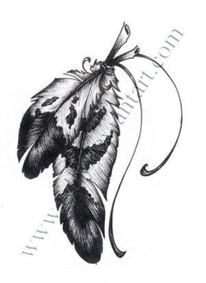 Black And Grey Feathers Tattoo Design For Hip