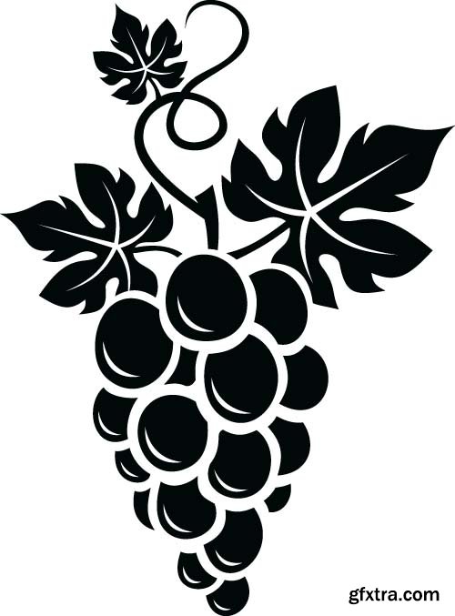 Black Grapes Tattoo Stencil