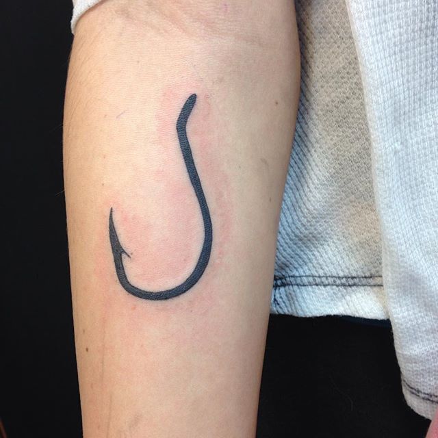 Black Hook Tattoo Design For Forearm