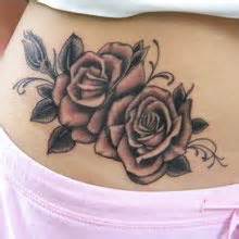 Black Ink Roses Tattoo Design For Girl Hip