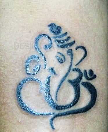 Black Ink Simple Ganesha Tattoo