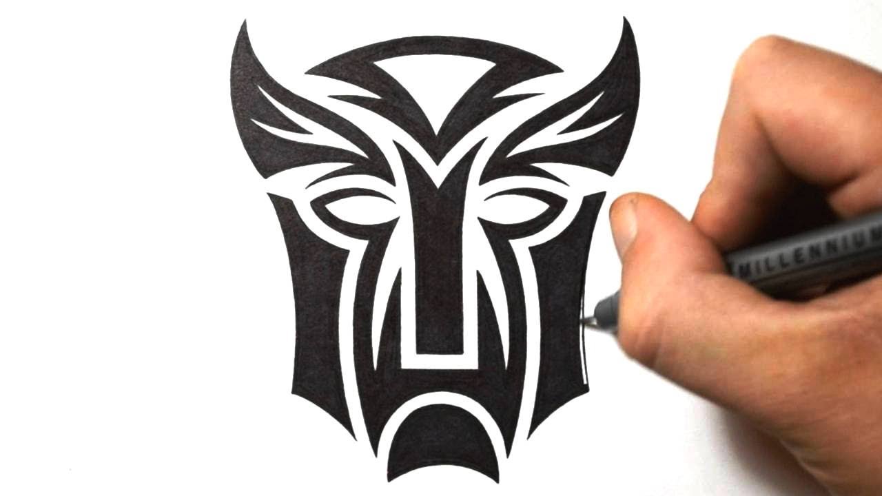 Black Tribal Transformer Symbol Tattoo Stencil