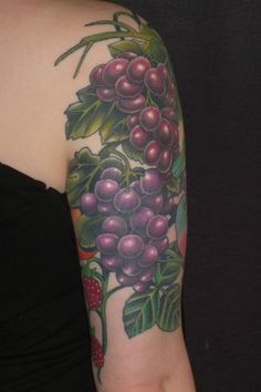 Classic Grapes Tattoo Design For Half Sleeve
