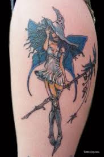 Colored Witch Tattoo On Arm