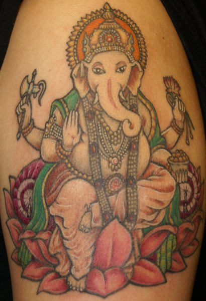 Colorful Ganesha Tattoo Image