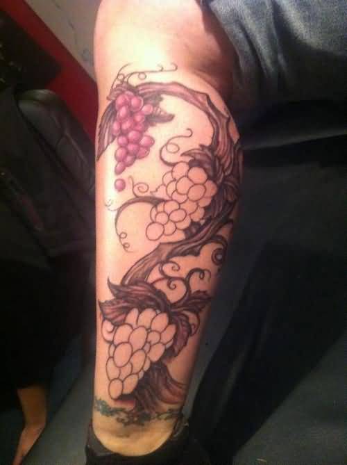 Cool Grape Tattoo On Leg