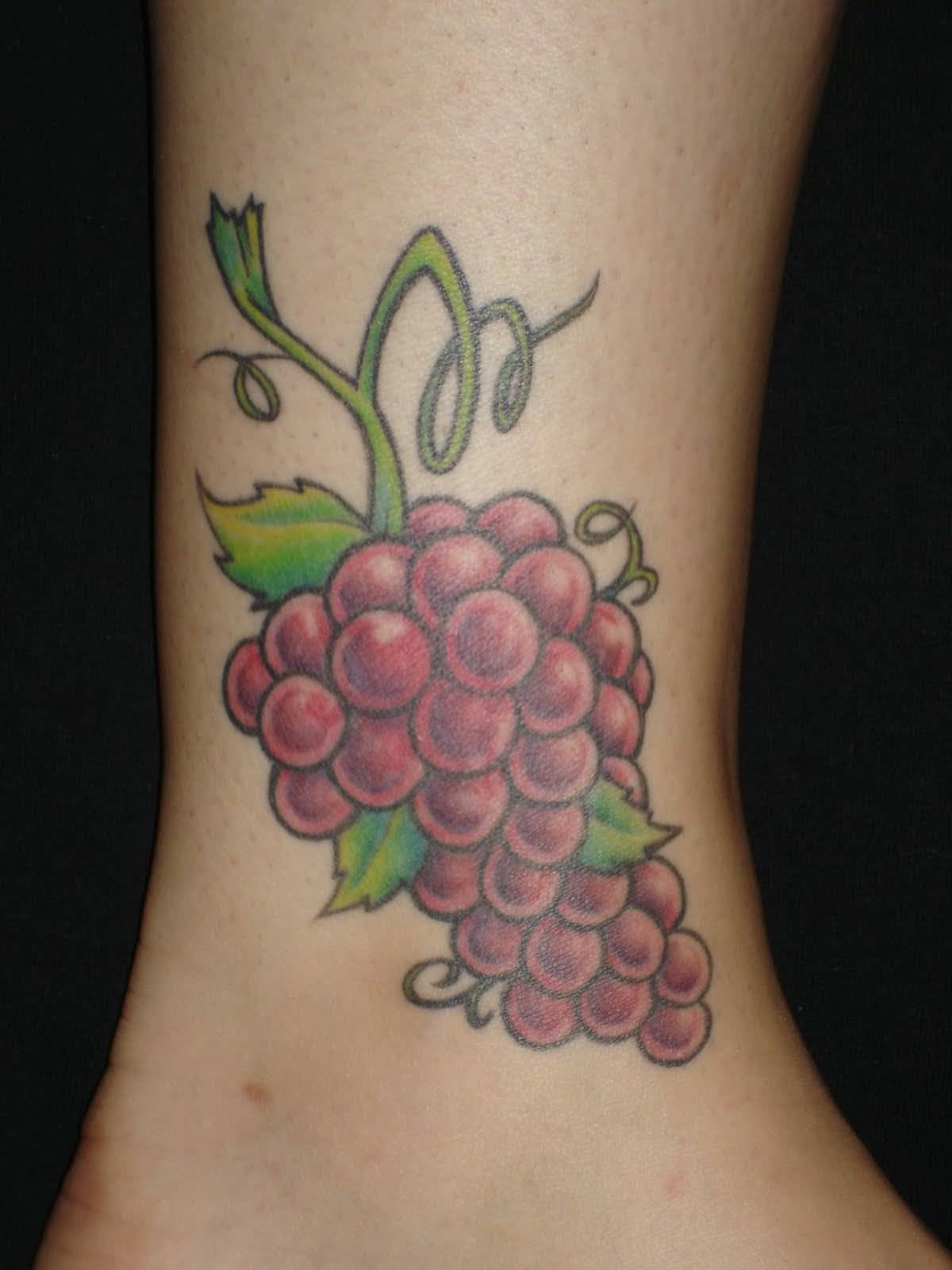 Cool Grapes Tattoo Design For Ankle