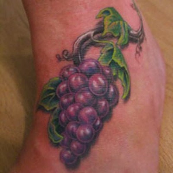 Cool Grapes Tattoo Design For Foot
