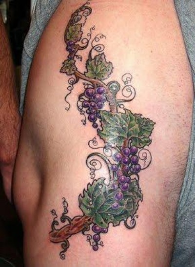 Cool Grapes Tattoo Design For Half Sleeve