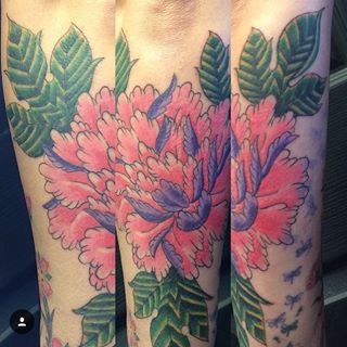 Cool Peony Flower Tattoo Design For Sleeve