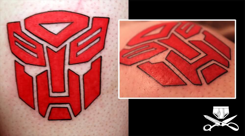 Cool Red Transformer Symbol Tattoo Design