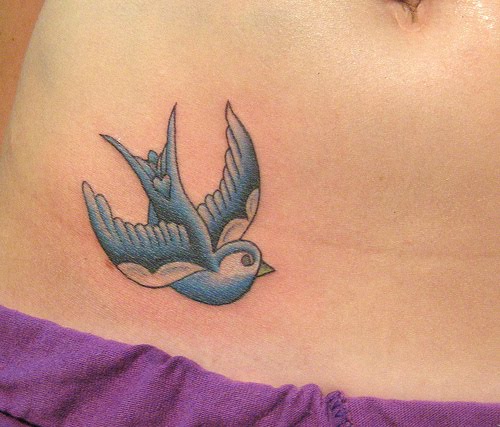 Cute Bird Tattoo Design For Girl Hip